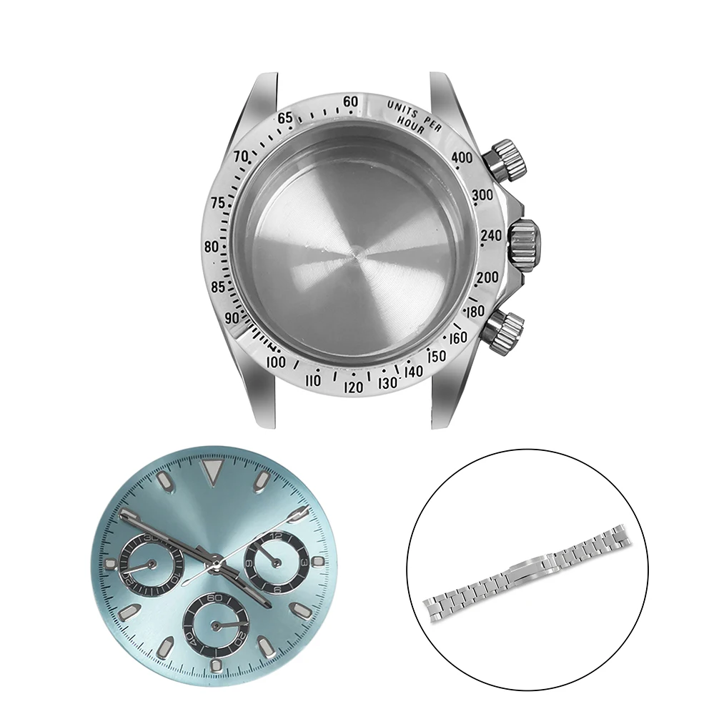 Watch Accessories 39MM steel bezel steel case sapphire glass dial hands strap suitable for quartz VK63 movement case