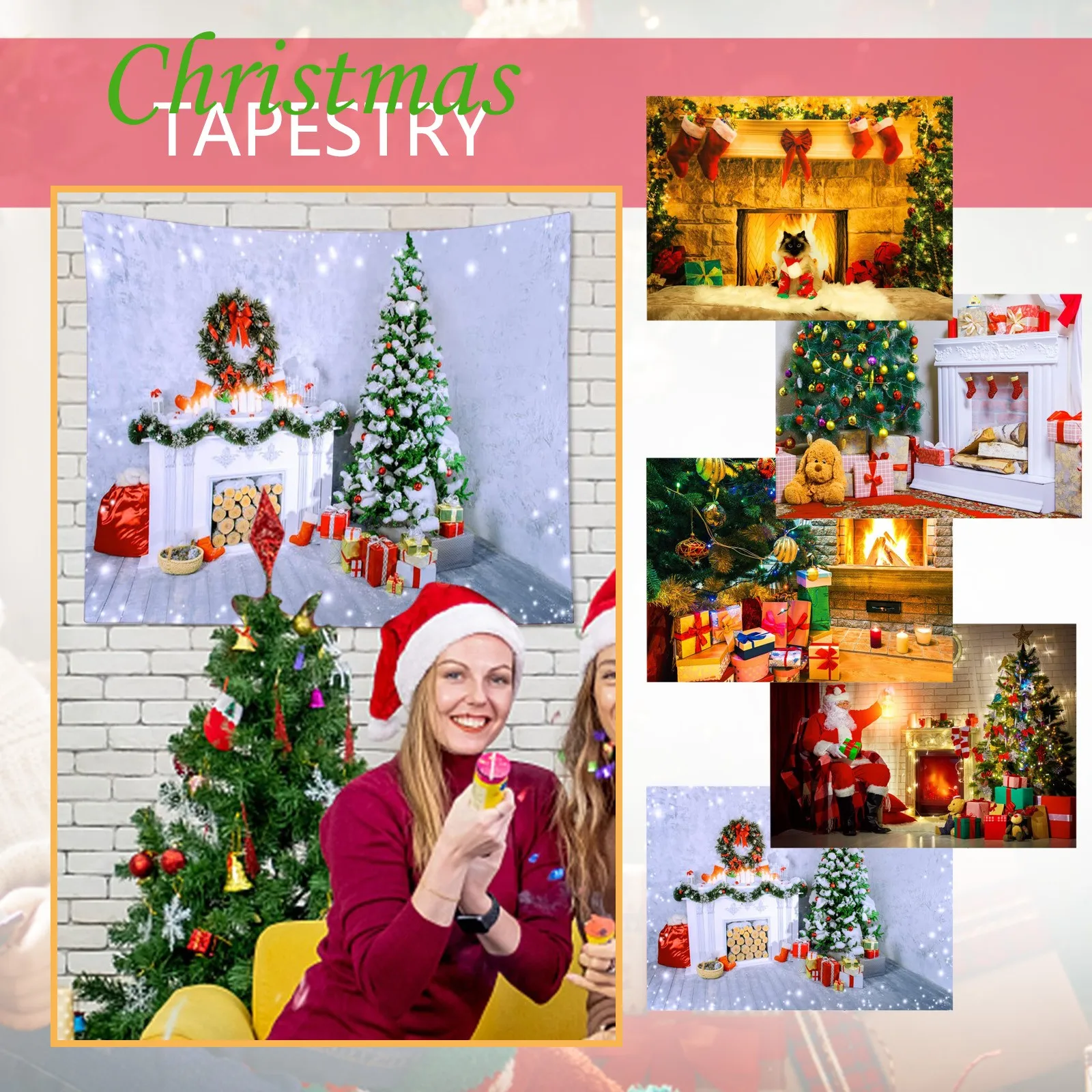 

Wall Tapestry Christmas Colorful Tapestry Background Party Family Christmas Wall Decoration Tapestry Nature The Lovers Tapestry