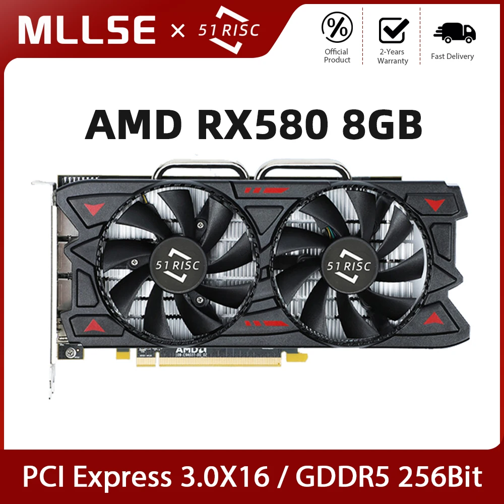 Видеокарта MLLSE rx 580 8 ГБ GDDR5 7000 бит 1257 МГц для AMD Radeon GPU МГц 14 нм HDMI DP RX580 видеокарта для настольных игр