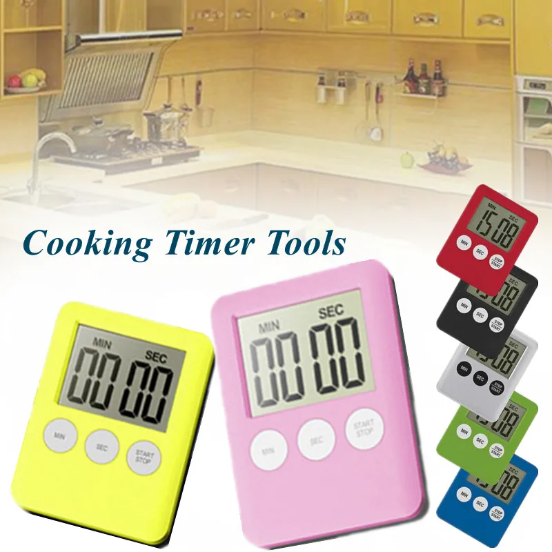 

9 Colors 24 Hours LCD Timer Square Home Cooking Supplies Countdown Practical Digital With loud Alarm Clock Kitchen Time Tools