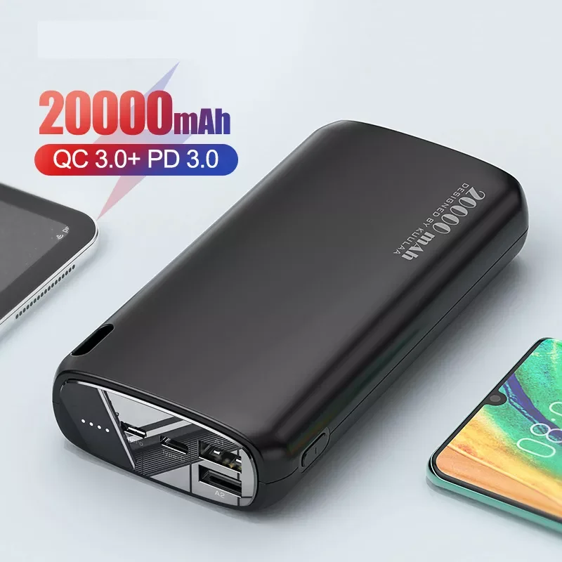 

Kuulaa 20000mAh Portable Power Bank LED Dual USB Mobile Phone External Battery Large CapacityPoverbank PD 20W Fast Charging