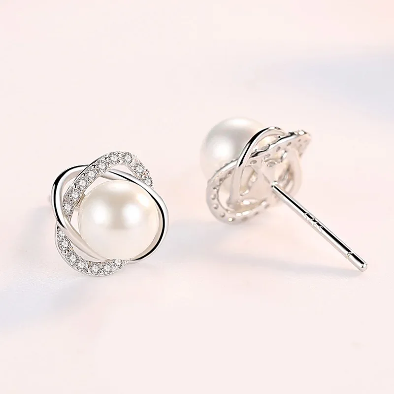 Женские серьги-гвоздики с жемчугом в Корейском стиле