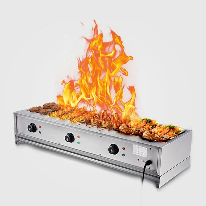 Коммерческий некуряющий большой электрический гриль толщиной 6000 Вт настольная
