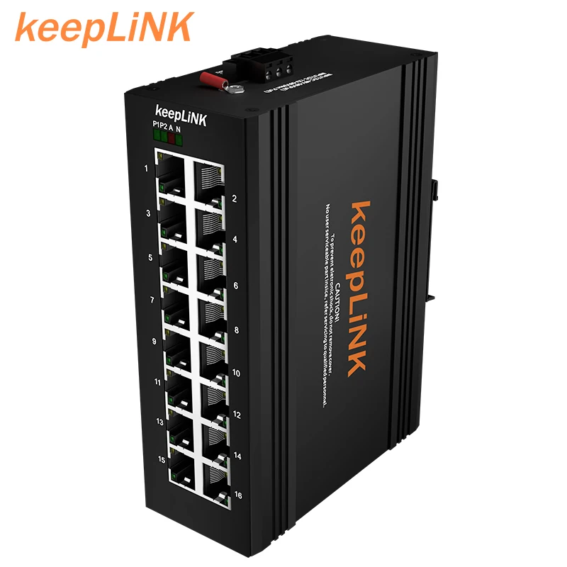 

Waterproof 16 ports rj45 outdoor unmanaged industrial ethernet switch 10/100/1000 ip40 din rail gigabit network switch
