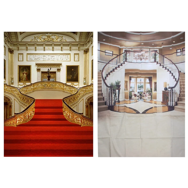 

2 шт. 5 х7 футов виниловая фотография лестница фотореквизит, замок и винтовая лестница