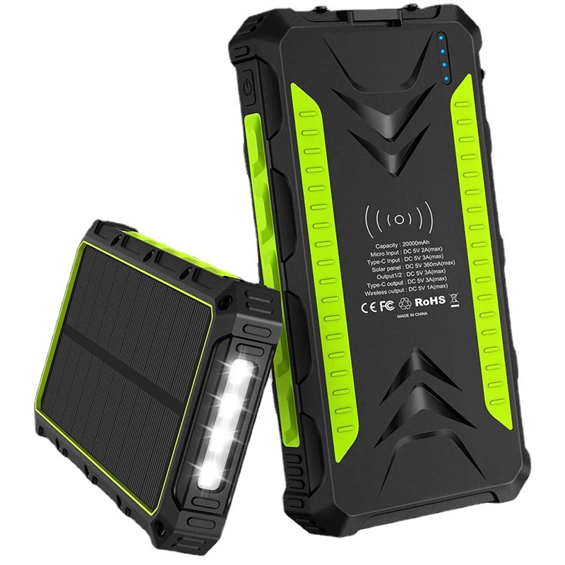 Фото 36000 мАч Солнечная батарея Быстрое беспроводное зарядное устройство Powerbank для iPhone 16 15 Samsung S24 Huawei Xiaomi 3A Powerbank с быстрой зарядкой №1