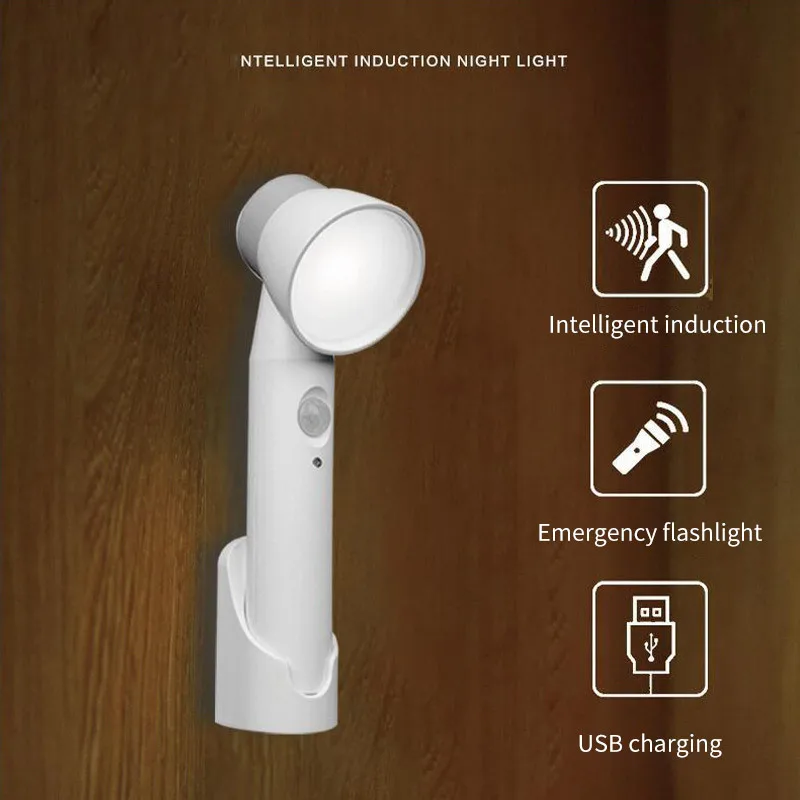 

Three-in-One Smart Home USB Charging Human Body Small Induction Night Lamp Smart Table Lamp Cabinet Lamp