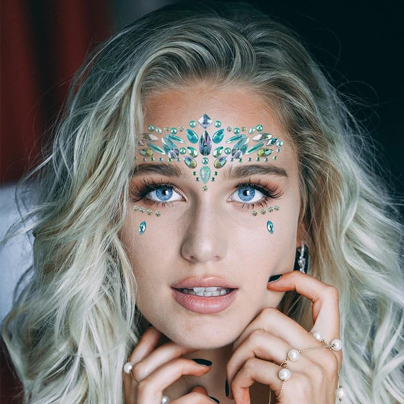 

1Pc Festival Face Jewels Rhinestones Adhesive Crystal Face Gem Beauty Body Art Glitter Tattoo Eyebrow Face Body Jewelry Stickers