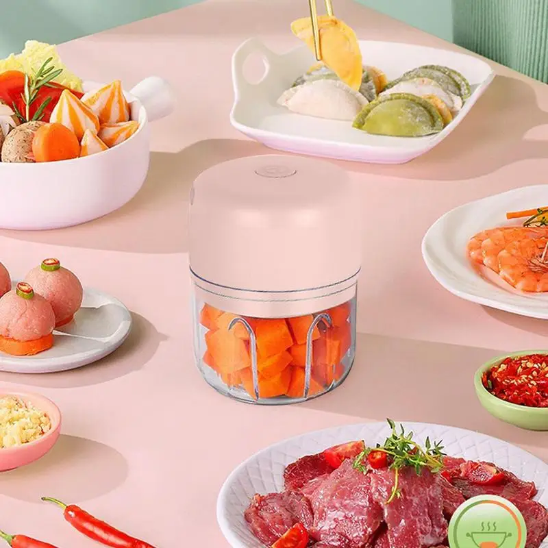 Mały elektryczny rozdrabniacz do czosnku Elektryczny robot kuchenny Bezprzewodowy mały przenośny Rozdrabniacz ze stali nierdzewnej 304 z USB