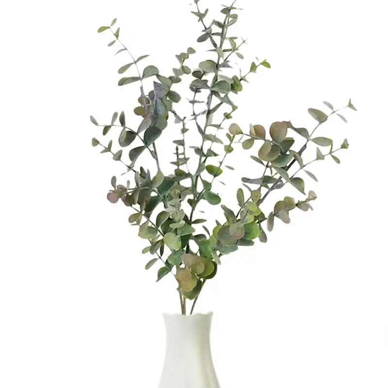 

Artificial Decorative Plants Festive Party Wedding Desktop Decoration Plastic Eucalyptus Branch Flower Arrangement False Leaves