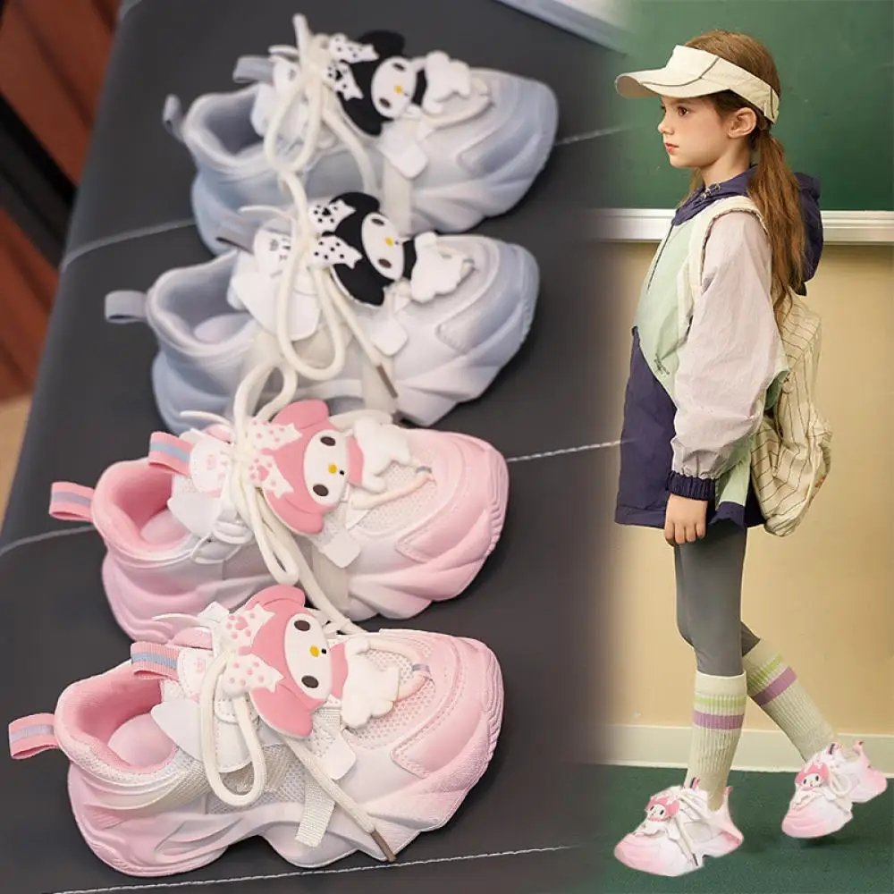 Фото Повседневная обувь Sanrio My Melody для девочек, новый сайт, дышащая спортивная обувь, обувь для папы с милыми героями мультфильмов, удобные нескользящие кроссовки №2