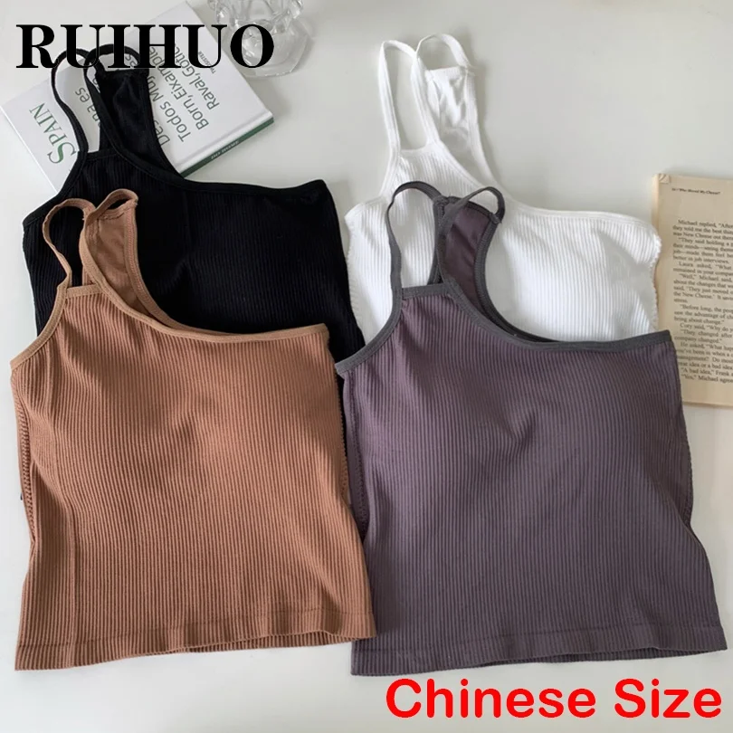 

RUIHUO Striped Tank Tops For Women 2022 Summer Black Top For Womens Clothes Chinese Size XXS-S New Arrivals