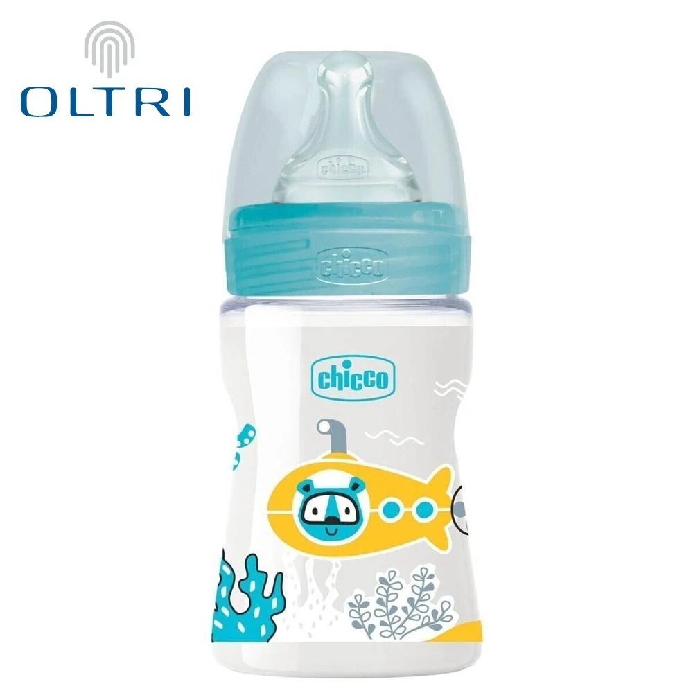 Бутылочка для кормления Chicco Well-Being 0мес.+ силиконовая соска медленный поток РР