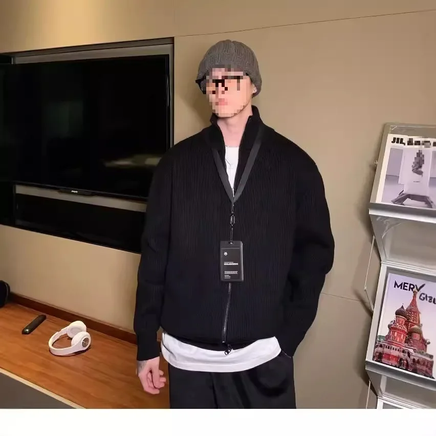 Корейский стиль вязаный топ с воротником-стойкой для мужчин осень/зима