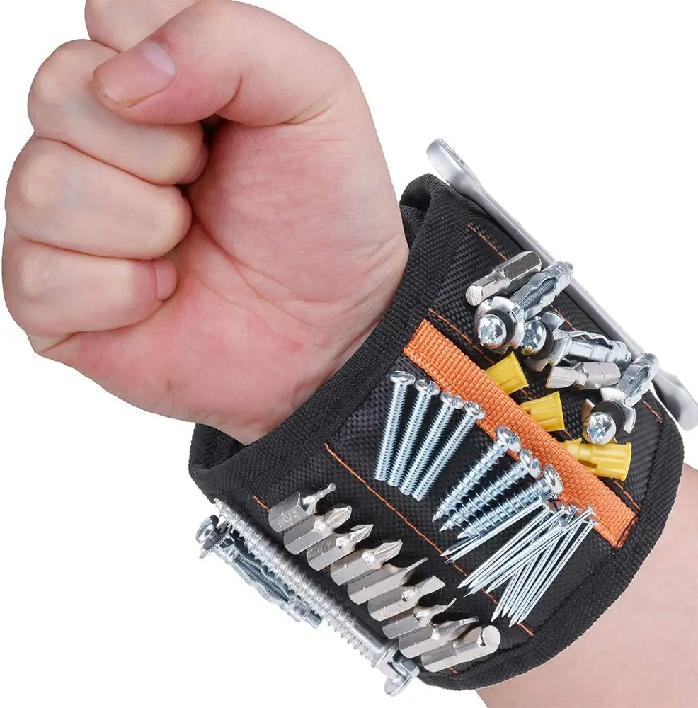 

Magnetic Wristband with 15 Powerful Magnets Magnetic Tool Wristband Tool Belt for Holding Tools,Screws,Nails,Bolts,Drill Bits