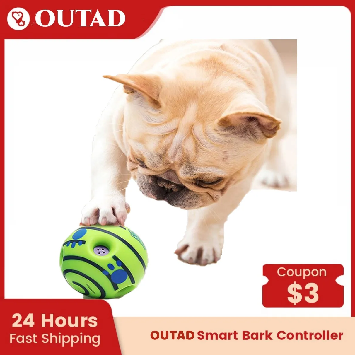 Игрушка для собак OUTAD с забавными звуками хихиканья, силиконовый мяч, интерактивная тренировка для маленьких и больших собак.