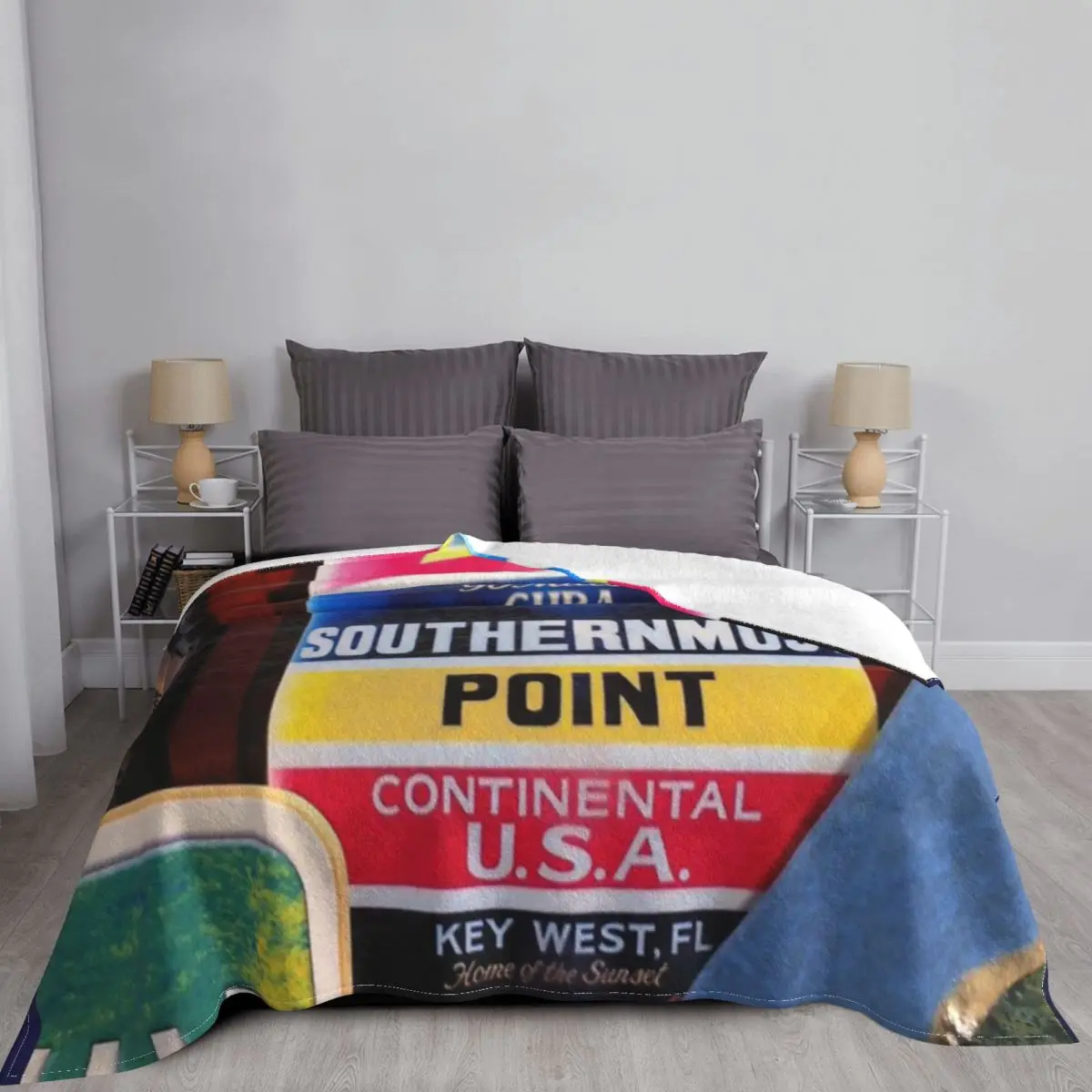 Самая южная точка цветной уличный знак Кей-Уэста одеяло покрывало на кровать