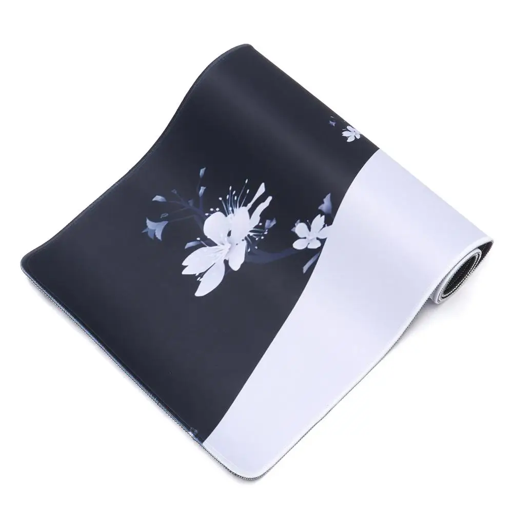 

Black White Gaming Mouse Pad Non-Slip Cherry Blossom Large Desk Pads Death Life Desk Mat Office