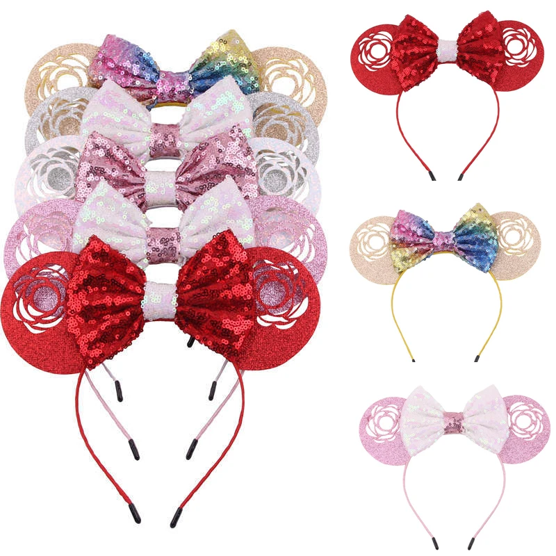 

Новинка обруч Микки Disney, 1 шт., бант с блестками на День святого Валентина, головной убор в виде персикового сердца, рождественские банты для ...