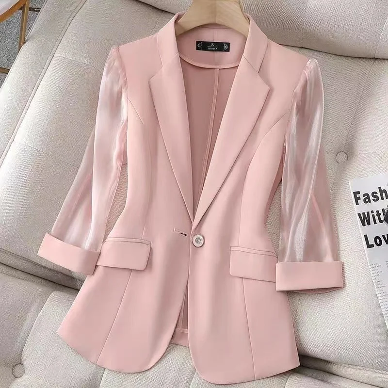 

2023 New Blazer Women Suit Jacket Female Feminine Blazers Notched Collar Business Suit Elegant Office Ladies Blaser Outwear