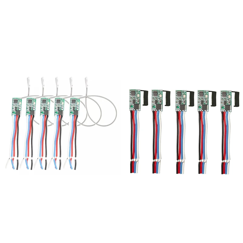 

AT41 5Pcs 433Mhz Universal Wireless DC 3.6V-24V Remote Control Switch 1 CH RF Relay Receiver LED Light Controller DIY Kit