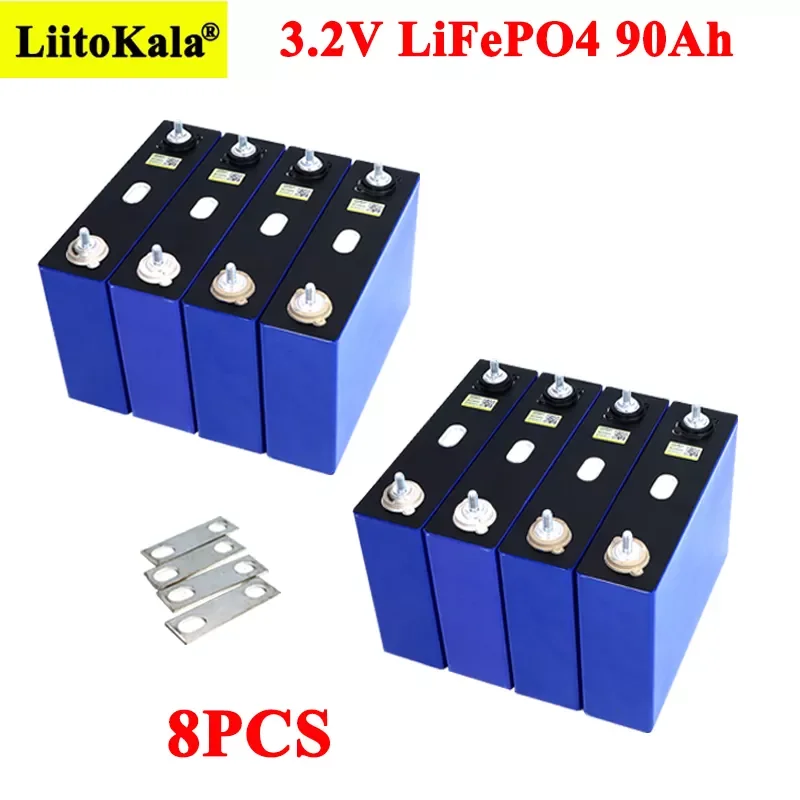 

2023New 8pcs Liitokala 3.2V 90Ah LiFePO4 battery pack for 12V 24V 3C 270A Lithium-iron phospha VR Solar energy batteries TAX FRE