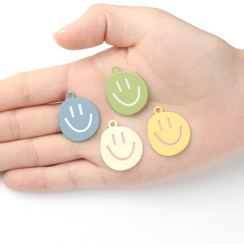 10pcs 20x25mm Irregular Smile Face Beads Alloy Enamel Charms Pendant For Diy Jewelry Making Handmade Earrings Necklace Bracelet
