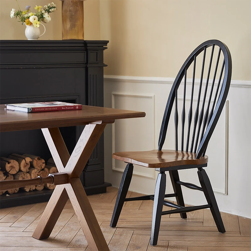 Американский стиль полностью деревянный Виндзорский стул винтажный обеденный