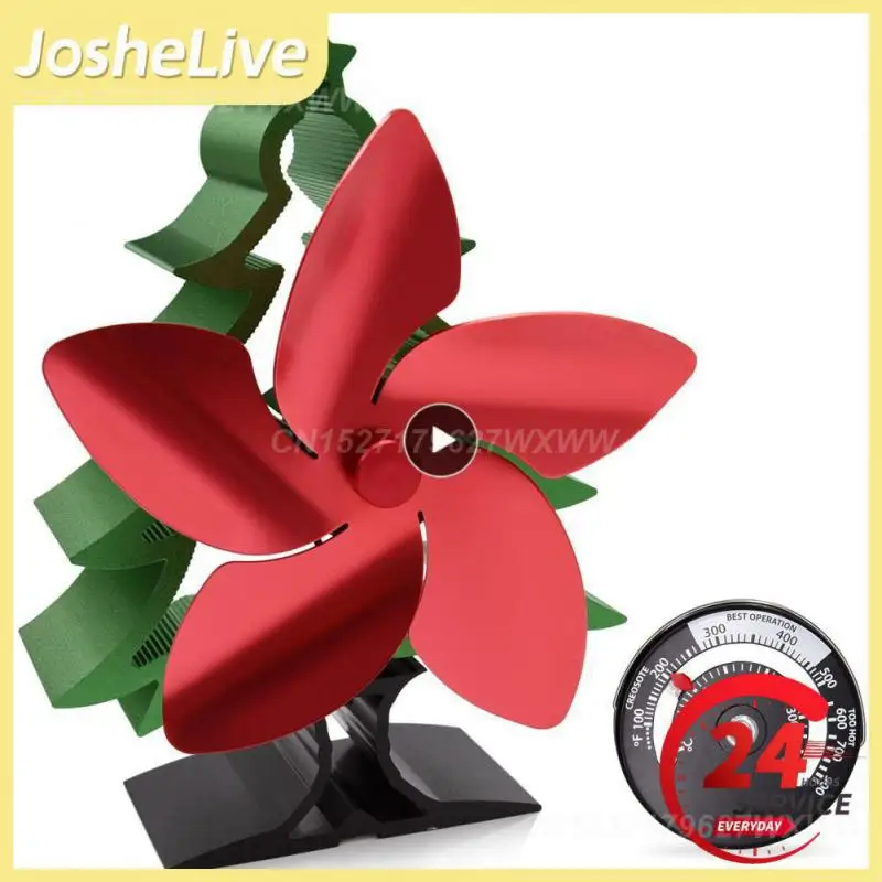 

5 Blade Fireplace Blower Fan Creative Energy Saving Thermal Power Furnace Fan Christmas Tree-shaped Mini Magnetic Thermometer