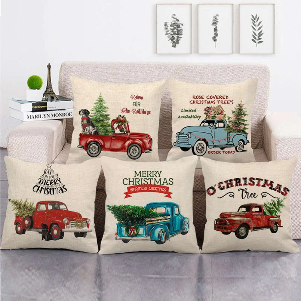 

45x45cm Christmas Pillowcase Xmas Cushion Cover For Home Sofa Chair Throw Pillow Cover Ornaments Happy New Year Christmas Decor
