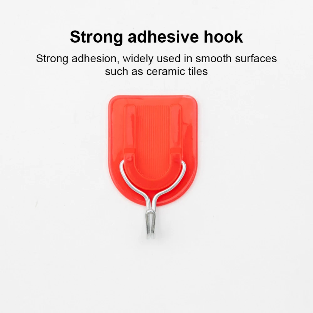 

Plastic Punch-free Hook Kitchen Bracket Holders Wall Hook J-type U-shaped Adhesive Hook Hooks J-shaped Strong Red For Bathroom