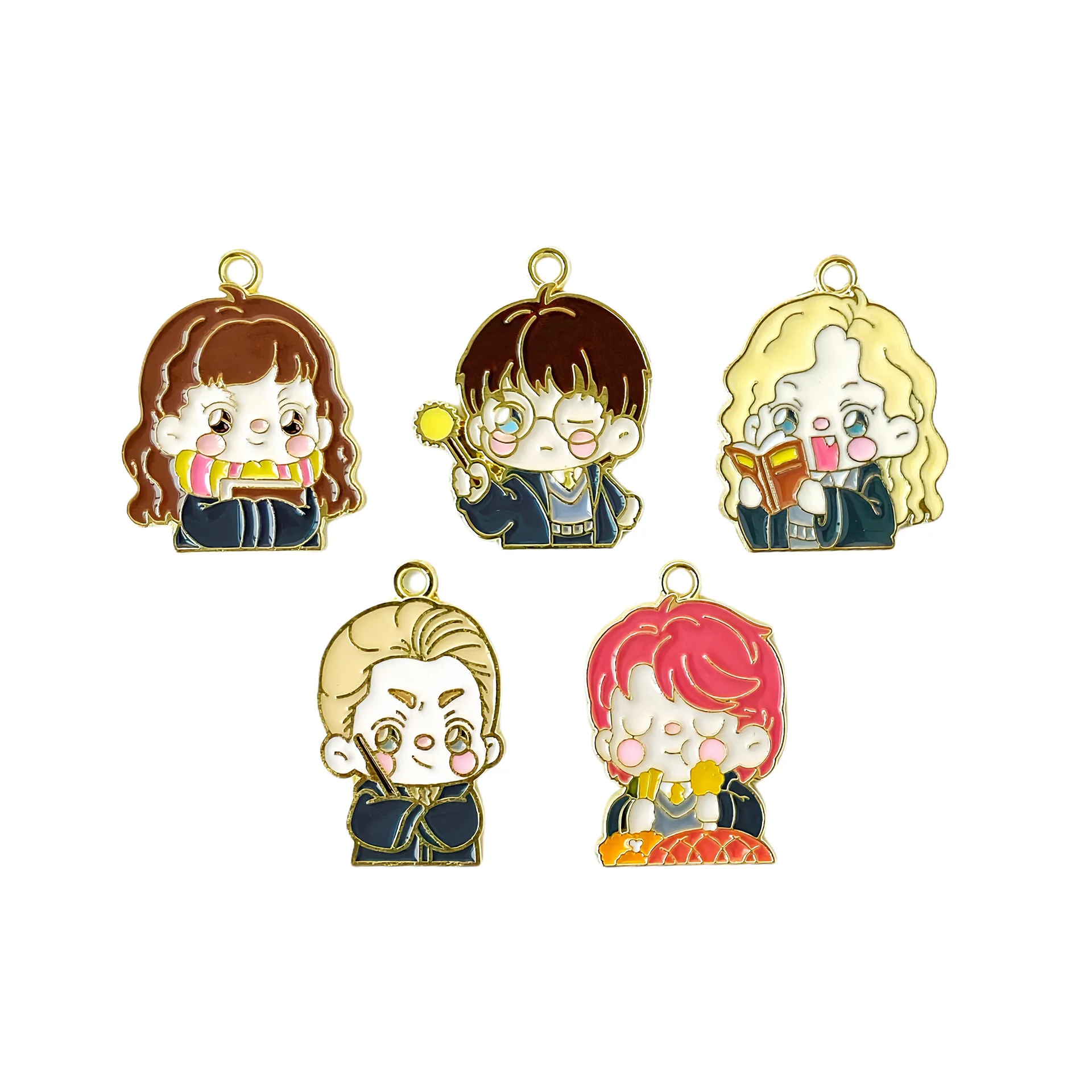 3pcs Harrise Magician Boy Academy of Magic Alloy Drip Oil Jewelry Potter Accessories Diy Pendant Student Bracelet Keychain