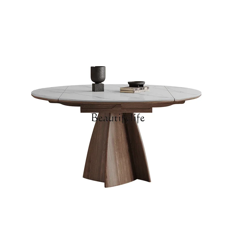 Wabi Sansan Выдвижной обеденный стол из цельного дерева Складной растягивающийся