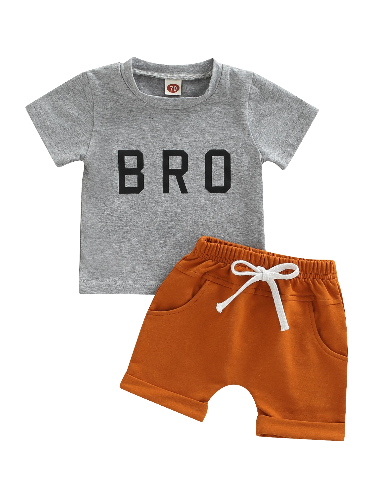 

Очаровательный комплект из 2 предметов, летняя одежда для маленьких мальчиков, стильная футболка с коротким рукавом с милым принтом букв и удобные шорты с эластичным поясом