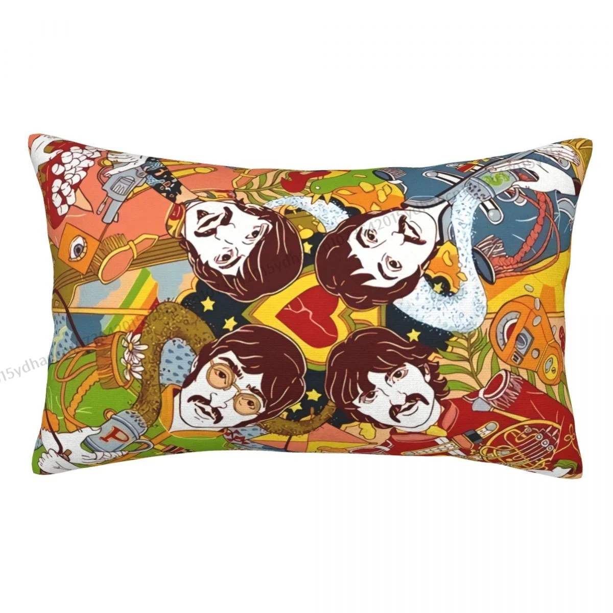 Manga Printed Pillow Case The Beatle Band Backpack Coussin Covers Washable Sofa Decor Pillowcase