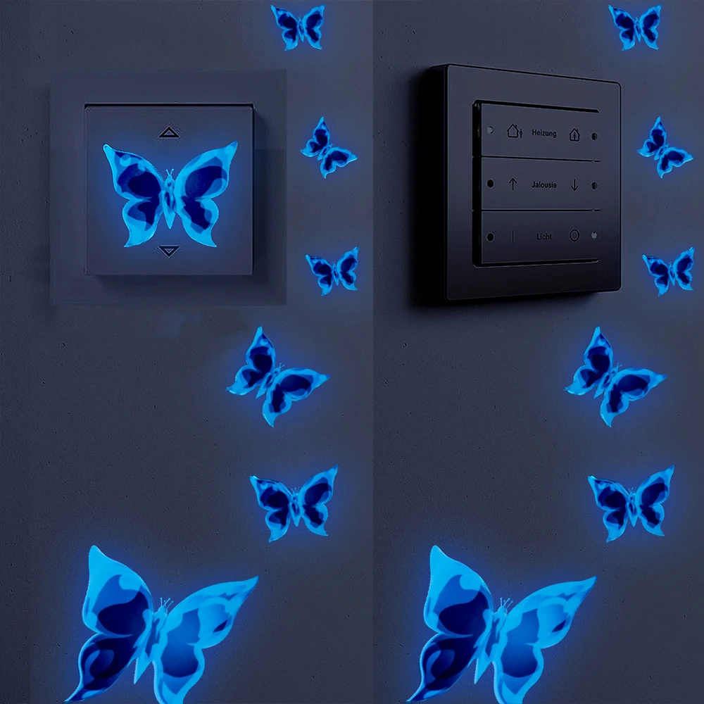 

Blue Glow-in-the-dark Butterfly Wall Stickers Room Decoration Accessories Cartoon Sticker for Anniversaries, Birthdays Paster