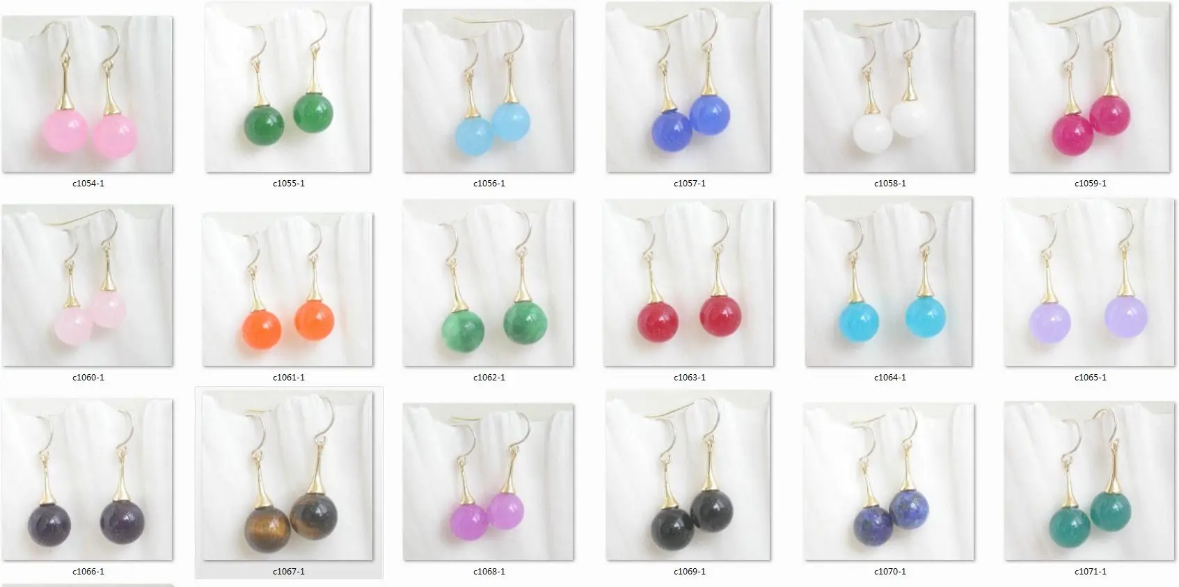 

AAA Natural Dangle 10mm Multicolor Round Lapis Lazuli Jade Agate Tiger's Eyes Earrings 14K Hook C1073 Cute Earrings