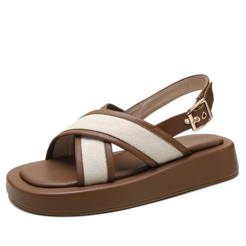 

Женские сандалии Dilalula на плоской подошве, Повседневные Удобные босоножки из натуральной кожи, на платформе, выразительные, в стиле ретро, ра...