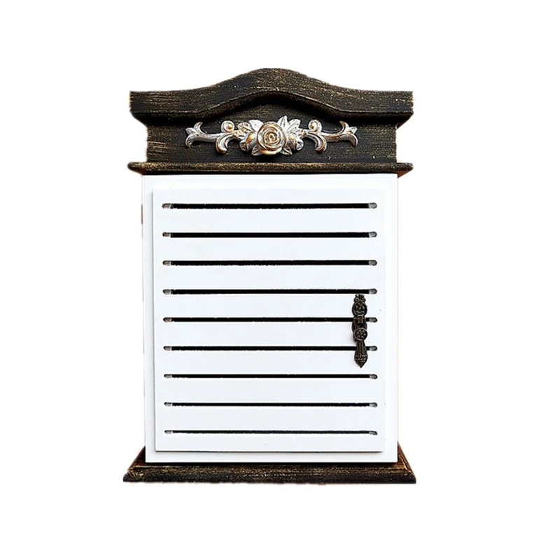 

Wooden Key Box Wall Mount Key Cabinet,Key Holder For Wall,Rustic Key Storage Box Wall Mount With 4-Hooks,Key Hanger