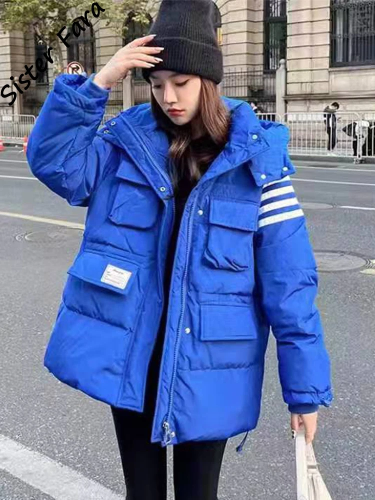 

Sister Fara Women's Winter Down Coat Waterproof Long Puffer Jacket Warm Military Thicken Parka with Fur Hooded Loose Down Jacket