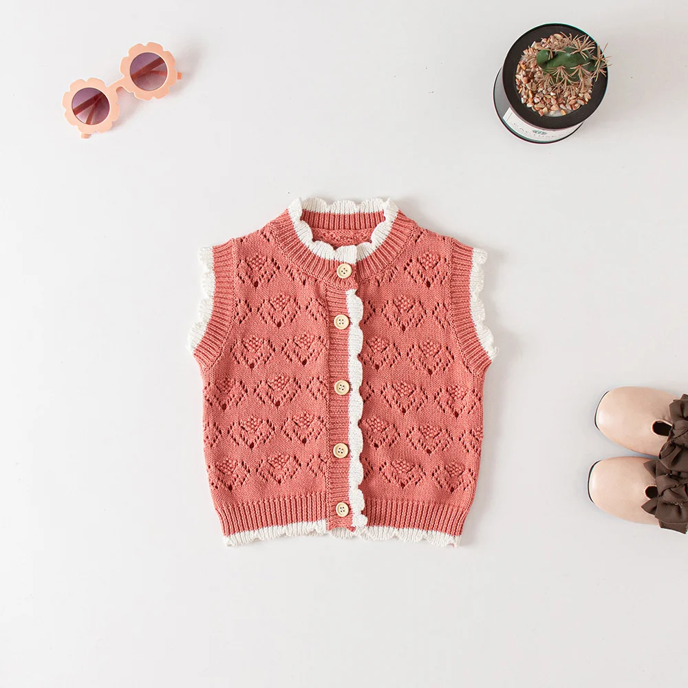 

Autumn Boys Girls Baby Cotton Sweater Knitted Round Neck Vest Jacket Cardigan