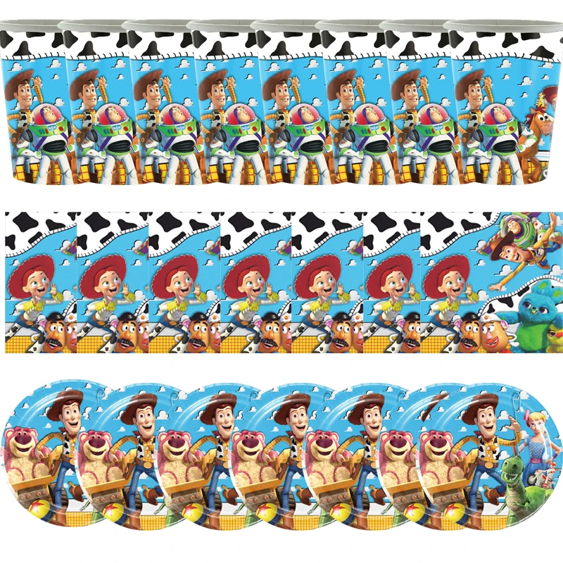 

60pcs/lot Toy Story Theme Happy Birthday Party Decorations Tableware Set Cups Plates Napkins Baby Shower Events Supplies