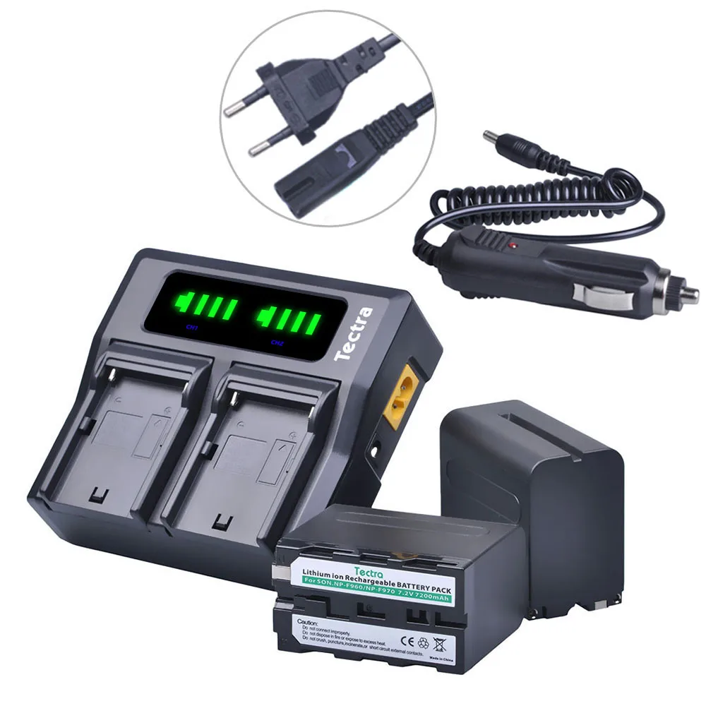 7200 мАч NP-F970 NP-F960 Аккумулятор или быстрый двойной зарядный прибор с ЖК-дисплеем для