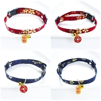 printing dog cat collars adjustable polyester buckle collar with bell cat pet supplies cat small dog accessories collar