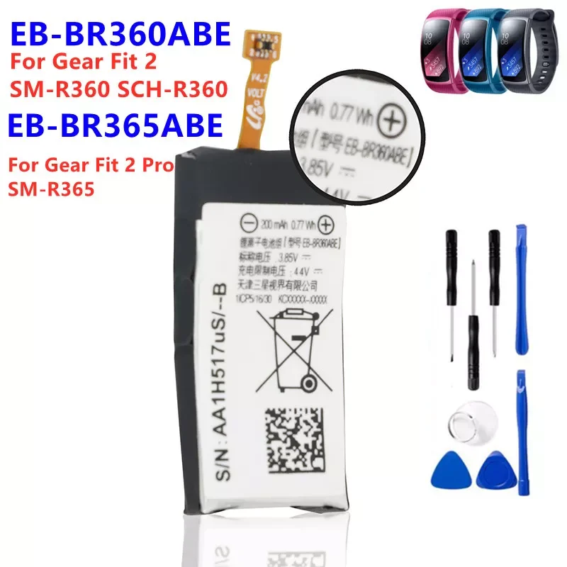 

Original Battery EB-BR365ABE For Samsung Gear Fit 2 Pro SM-R365 EB-BR360ABE Gear Fit 2 SM-R360 SCH-R360 + Free Tools