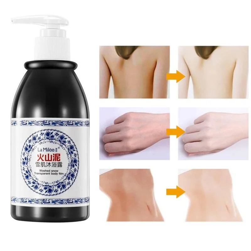

La Milee Volcanic Mud Shower Gel Whole Body Wash Fast Whitening Deep Cleaner Skin Moisturizing Exfoliating Body Care Cream 250ml