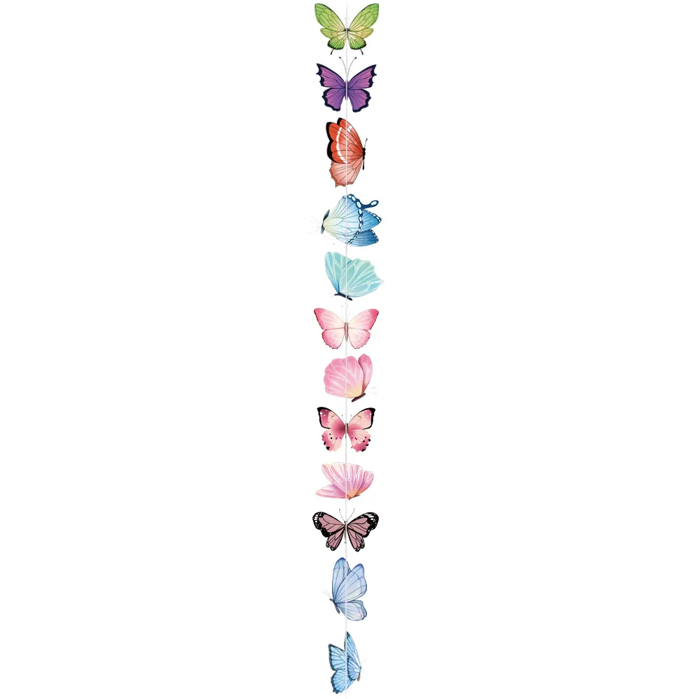

Butterfly Party Decoration 12Pcs Colored Butterfly Pull Flower Butterfly Card Banner Girl Happy Butterfly Birthday Party Decor