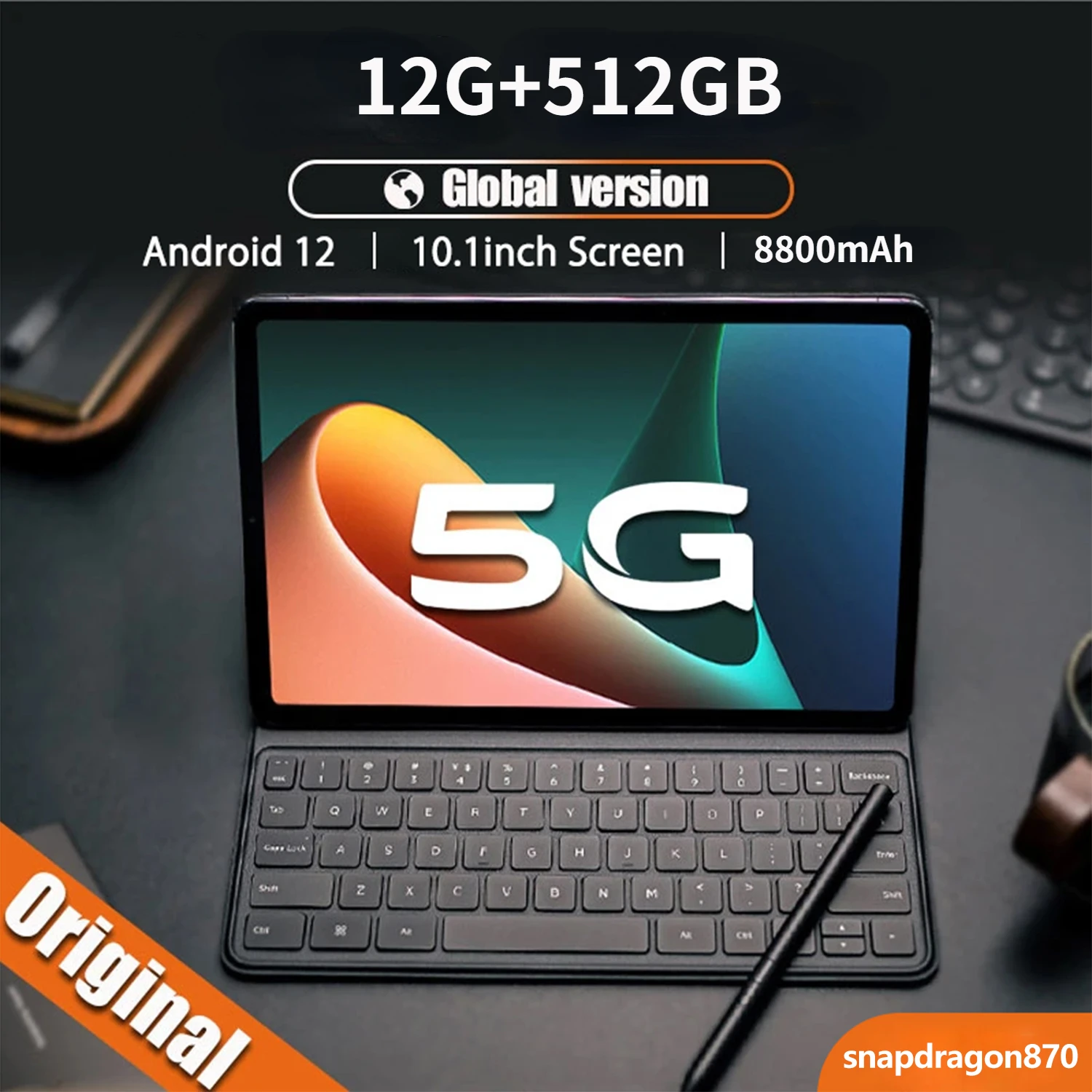 

2023 New Global Version Tablet PC Ultra Android Pad Tablets 5G 10.1 Inch 12G + 512GB Tab Dual Card Wifi Bluetooth Type-C