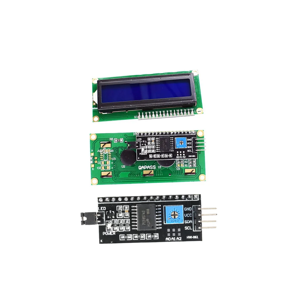 

8 шт., Серийный адаптер ЖК-интерфейса IIC/ I2C/ TWI и подсветка ЖК-модуля дисплея совместимы (синий, ЖК-дисплей 1602 дюйма 16x2)