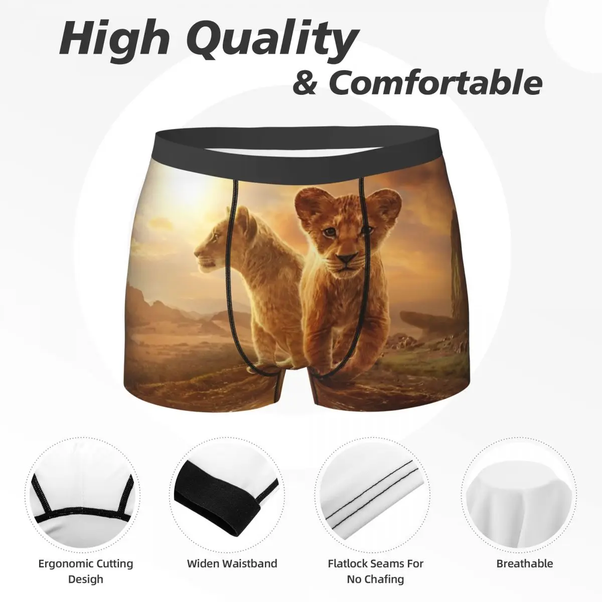 Фото Mufasa The Lion King Boxer шорты с 3D чехлом, нижнее белье, Лидер продаж, шорты с принтом, удобные мужские трусы, большие размеры 2XL №5
